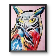 Original Abstract Painting Canvas Neo Expressionist Owl Fine Art Decor 11×14