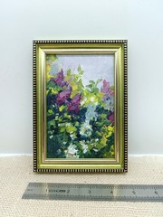 Lilac Original Oil Painting 4×6 Framed Signed Purple Floral Miniature Nature Art