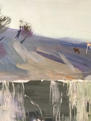 Oil Painting Waterfall Unknown Artist Unframe Original Home Decor Art nAAA2275
