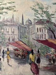 Vintage Paris street scene oil painting Tobel- MCM framed art