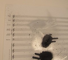Signed Paul D. Miller/DJ Spooky original spray paint artwork on sheet music