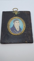 Pair of Antique Miniature Portraits of Young Lady & Gentleman