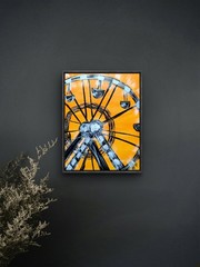 Original Signed 11×14 Sunset Acrylic Canvas Ferris Wheel Expressionist Art