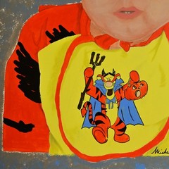 RAMOS Original Vintage Signed Winnie Pooh Tigger Costume Child Portrait Painting