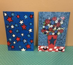 ACEO Original Acrylic Paintings (Set Of 2)2.5 X 3.5in. ~ Happy 250th America