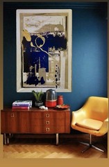 Art by Ree 24×36 Navy Gold Black Abstract Painting Designer Modern Large