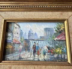 Original Palette Knife Oil Painting City Street Scene Framed Impressionist Art
