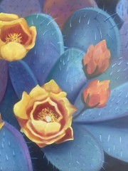 Polly Torkar California Blooming Desert Tucson Cactus Flower Succulent Painting