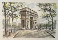 4 Original Gabrielle Arnault Paris Watercolors – Notre Dame & Arc de Triomphe