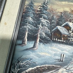 Framed Oil Painting Winter Landscape 15×13 Inch