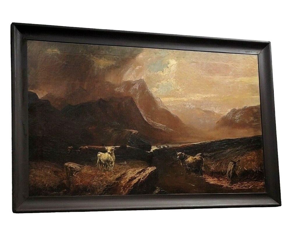 Listed Artist Sidney Richard Percy Monumental Mountains Landscape 30″ by 50″!