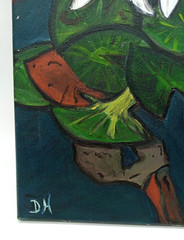 Original Oil Painting On Canvas Waterlilies Unframed Signed 12″ x 24″