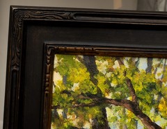 Vintage Tree in the Woods Painting, Acrylic on Board, Nicely Framed