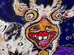 Original Painting on Board in Cartoon Style by Serg Graff „Cosmic Milk“, COA