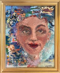 Abstract Girl, Original Oil Painting, Framed Portrait, by Van Ness