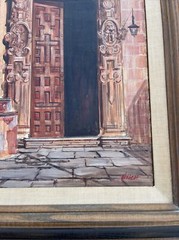 Iconic Church Painting Religious Architecture Vintage Mexico Listed American Oil