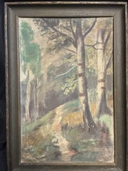Vintage Birch Forest Painting On Wood