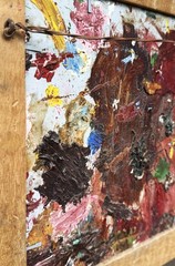 ANTQ French Provincial Artist’s Palette Double-Sided 3-D Impasto O/B Landscape!