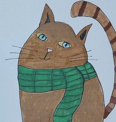 ORIGINAL IMPRESSIONISM Painting 5X7 inch ARTWORK CAT KITTEN Signed COA