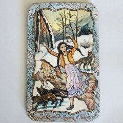 St Brigid Goddess of Poetry Original Painting on Wood Panel Irish Folk Art 2011