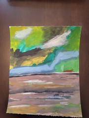 Original Abstract 9×11 Painting On Heavy Paper Acrylic Modern Art Landscape
