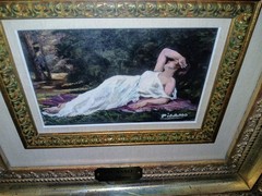 „La Muse‘ Oil Painting After Picasso Framed Suvall Gallery NY Label“