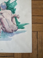 Vintage Watercolor Study Painting Portrait Of Man Peter Feldman 8.5x 10. Gay Int
