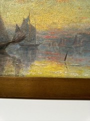 ANTIQUE IMPRESSIONISM PAINTING SUNSET TONALISM NEW YORK COAST BEACH EXHIBITED