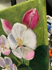Apple Tree Blooming Spring Floral Original Painting Oil 20.5×20.5cm On eBay