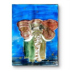 Watercolor Elephant Original Abstract 9×12 Watercolor Paper Signed Contemporary