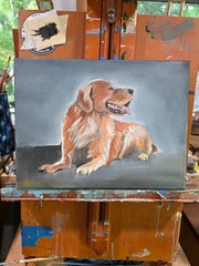 8″ x 12″ Oil Painting of a Brown Golden Dog