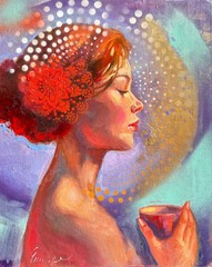 Fantasy Girl Whimsical oil painting original Art figurative Expressionism