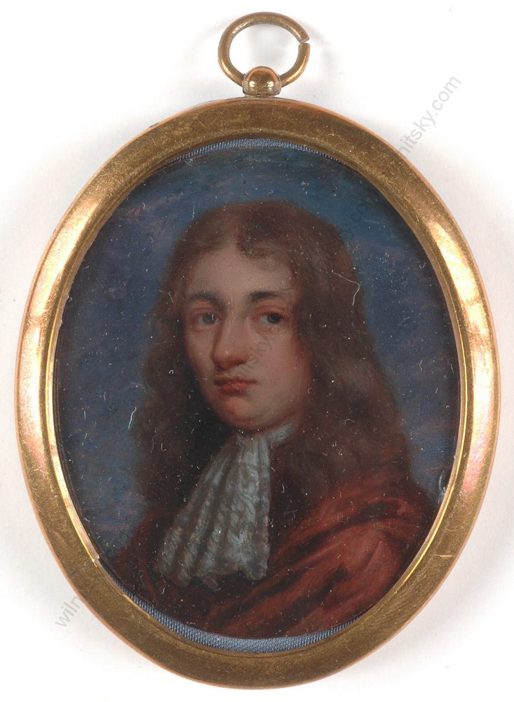 „Portrait of a young gent“, Anglo-Dutch oil on copper miniature, ca. 1660