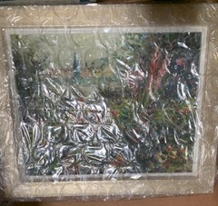 La Pastiche Flowers at Vétheuil Framed Hand Painted Oil Reproduction 12.4”x10.4”