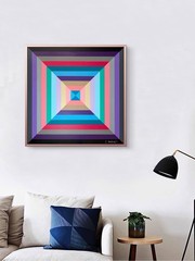 “The Color Within” Geometric 20”x20” Acrylic Painting w/frame by C. Requejo