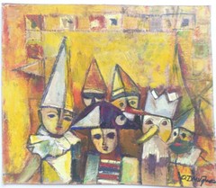 Artwork Acrylic painting Impressionism Clown Harlequin theatre cirkus children