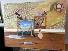 Original Art Surrealism Symbolism XL Gallery Canvas Oil Painting Gina Lemelin