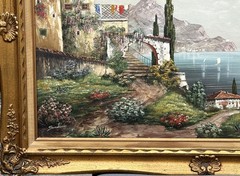 Luigi Sandini (Austrian), VTG Large Orig. O/C „Coastal Italian Riviera“, Signed!
