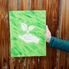 Handmade acrylic painting on canvas 13 by 11 inch vertical