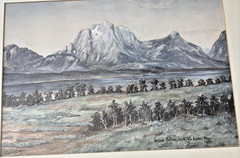 Original Signed Chas Charles Schatzlein Watercolor Grand Teton Charles Russell