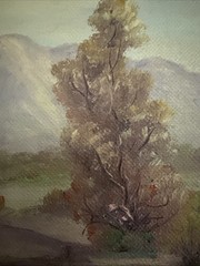 Fitch Wray, Listed Artist, California Landscape Miniature Oil Painting, Signed