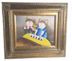 J. Roybal Framed Oil Painting whimsical Ladies Musical Piano Gold Framed Art WoW