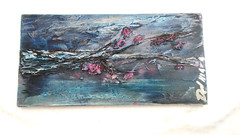 Branch Painting 12″ x 6″ Original DelMarq Wall Decoration Blue Pink White Colors