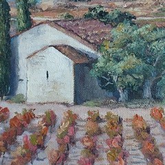 Original Oil Painting Tuscany Vineyard Italian Villa Landscape Framed Farmhouse