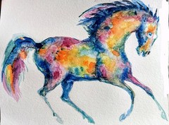 Original watercolor painting Appaloosa horse running art,horse lover best gift