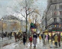 Canvas Print Lively Paris Street Oil painting HD Giclee Printed on canvas P866