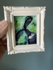 PRINT Rabbit Hare Farm Animals Cute,funny, Painting,framed,miniature,small,mini