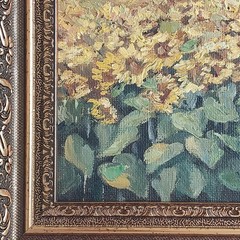 Sunflower Oil Painting Tuscany Landscape Framed Original Wall Art Rustic Decor