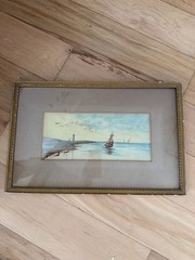 Vintage Original Stella Scott 1905 Seascape Watercolor