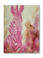 Abstract Pink Zebra Impressionistic Original Wall Art 14X11 Mixed Media Paper